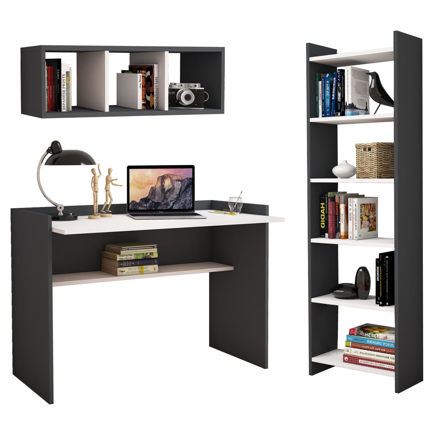 Офис комплект 3 части сив - бял цвят