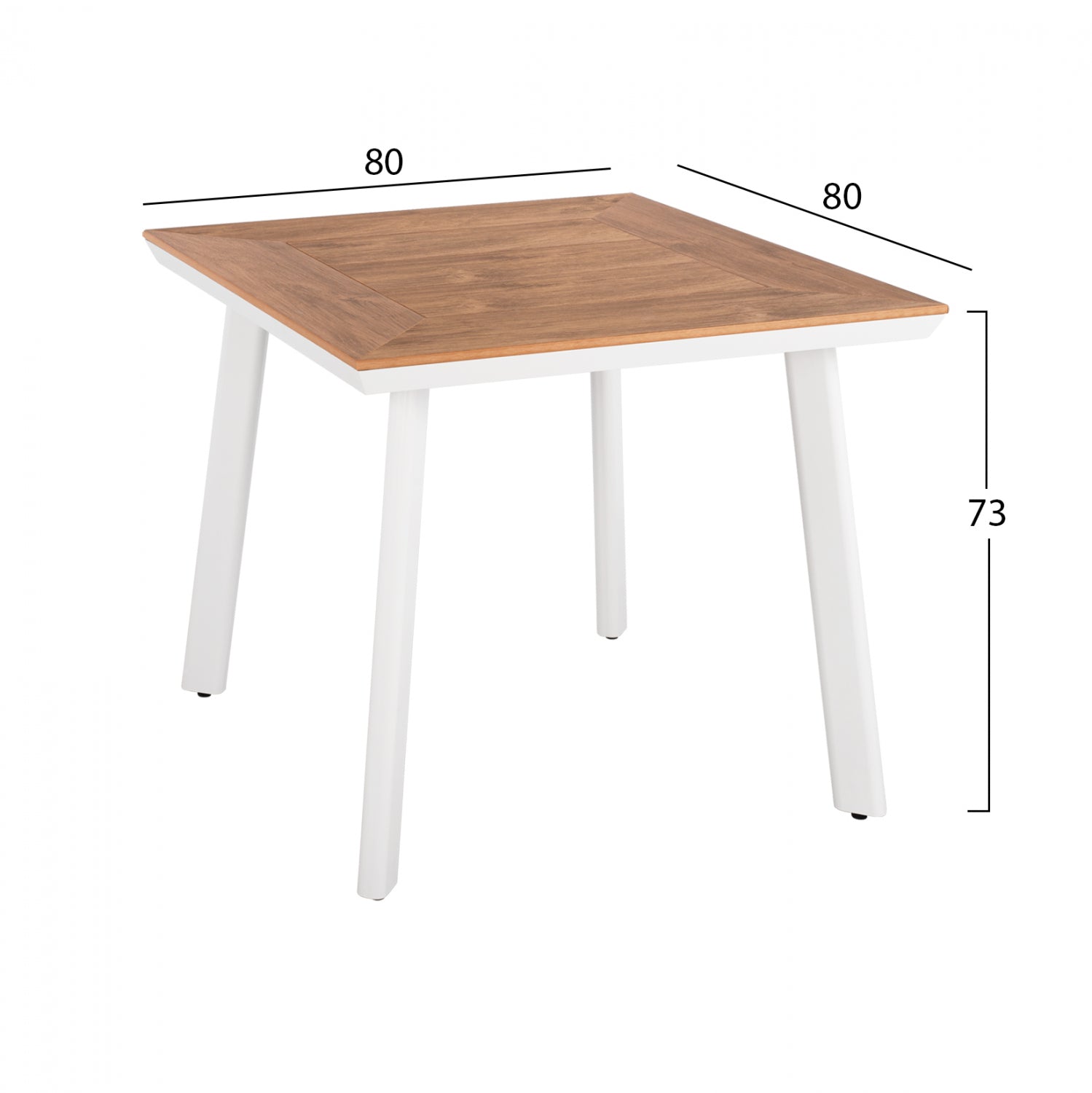 Комплект трапезен от 3 части бяла маса 80x80 и столове с въже КГ11536.01