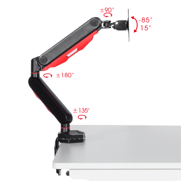 Геймърска стойка за монитор с газов амортисьор Carmen CR-530 - черно - червена