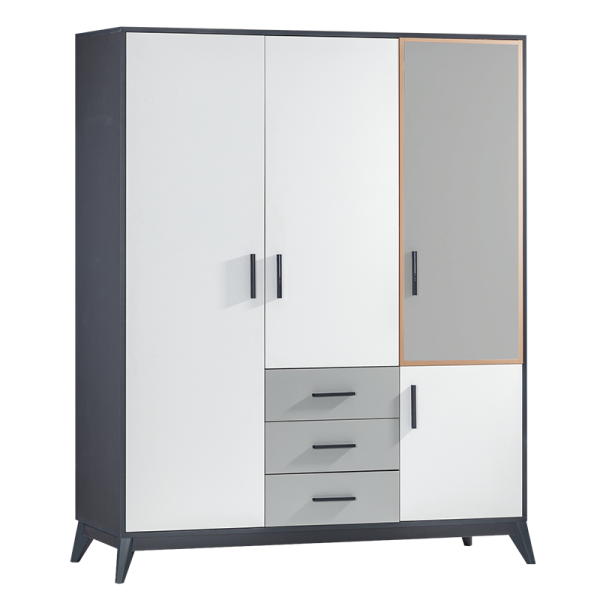 Трикрилен гардероб с чекмеджета BREDA