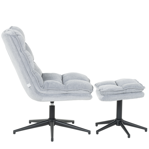Кресло с табуретка JANET - светлосиво