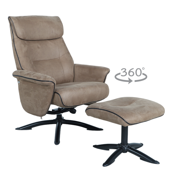 Кресло с табуретка EMA - кафяво