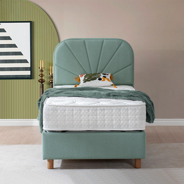 Тапицирано легло с матрак DELUX PREMIUM 100 x 200 - светлозелен