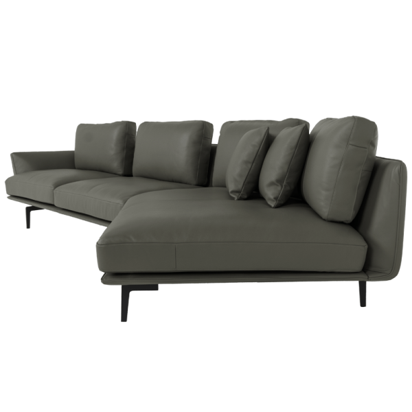 Кожен ъглов диван GRAM LUX - кафяв