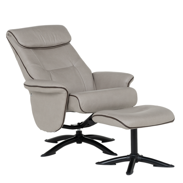 Кресло с табуретка EMA - светлосиво