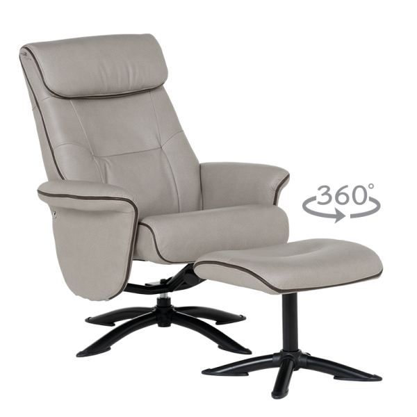 Кресло с табуретка EMA - светлосиво