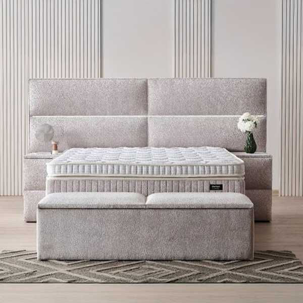 Тапицирана спалня с матрак PUZZLE 160 x 200 - крем 01