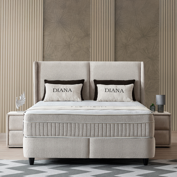 Тапицирана спалня с матрак DIANA 160 x 200 - светлосив 326