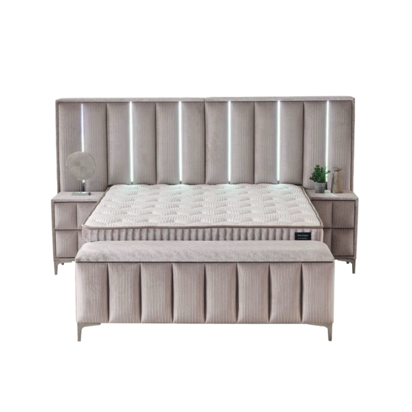 Тапицирана спалня с матрак MOONLIGHT 160 x 200 - бежов 03