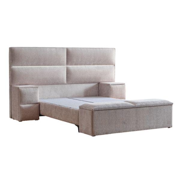 Тапицирана спалня с матрак PUZZLE 180 х 200 - бежов 03