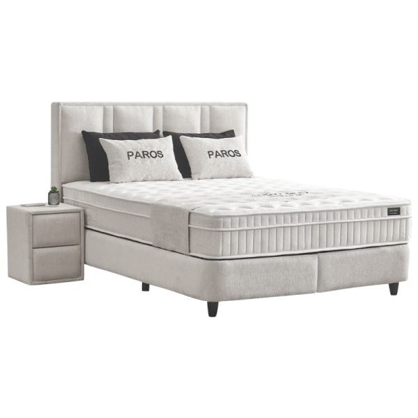 Тапицирана спалня с матрак PAROS 140 х 200 - крем AN