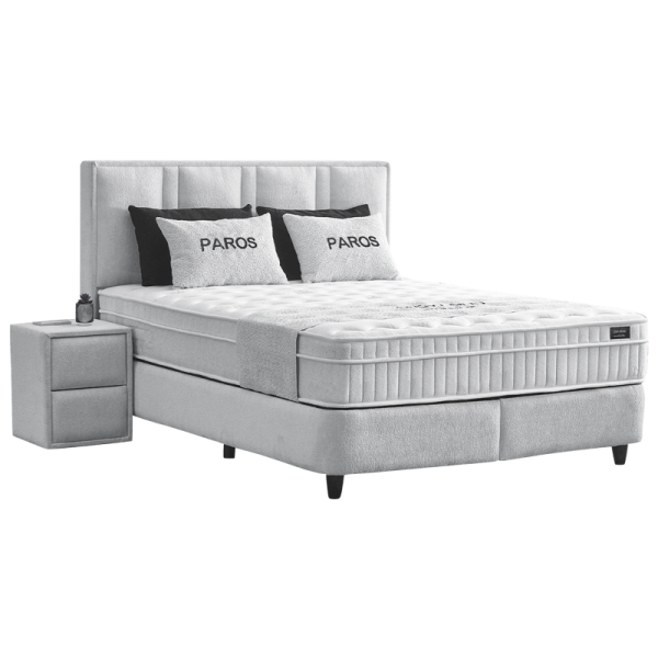 Тапицирана спалня с матрак PAROS 160 х 200 - сребърен AN