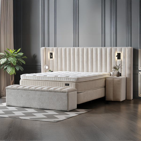 Тапицирана спалня с матрак FLORIDA 160 х 200 - крем 01