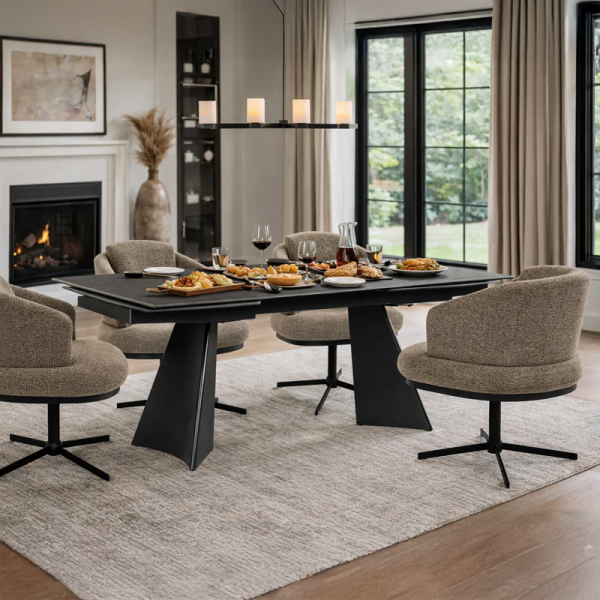 Разтегателна трапезна маса CARORA - черна