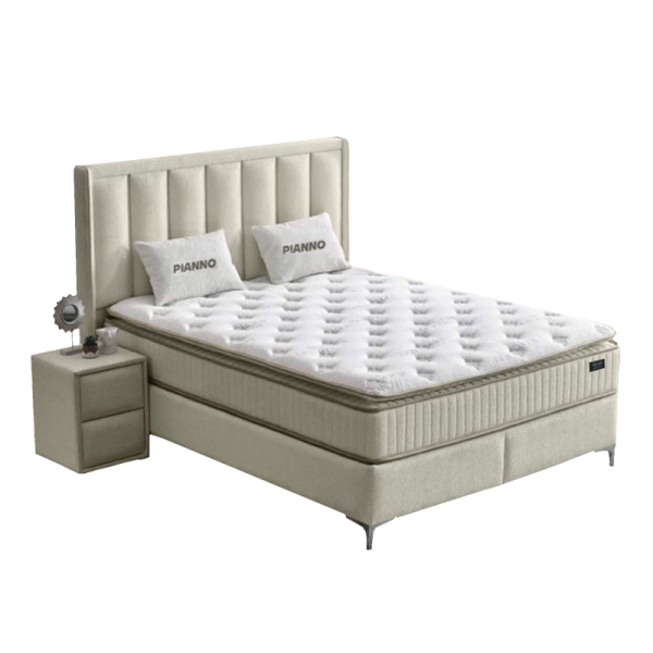 Тапицирана спалня с матрак PIANO 160 x 200 - бежов 02