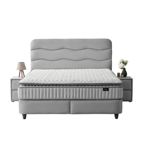 Тапицирана спалня с матрак WAVE 140 x 200 - светлосив 25