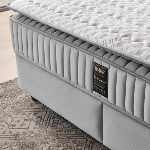 Тапицирана спалня с матрак WAVE 140 x 200 - светлосив 25