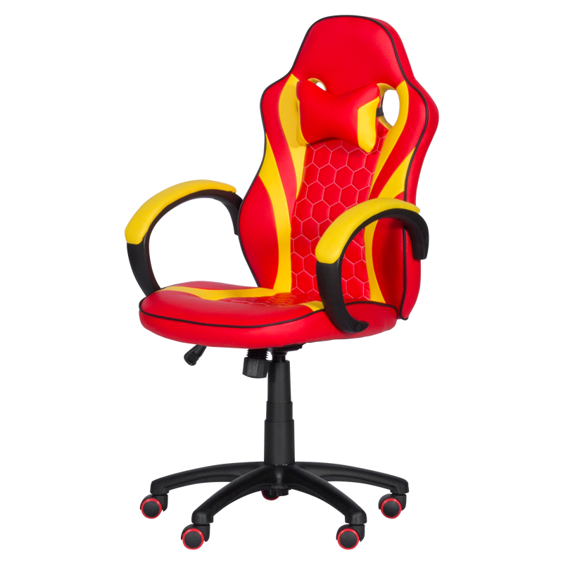 Геймърски стол с футболни мотиви Carmen 6305 - червено-жълт