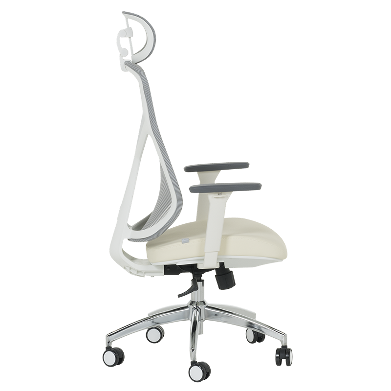 Ергономичен стол Carmen 7901 W еко кожа - сив-шампанско