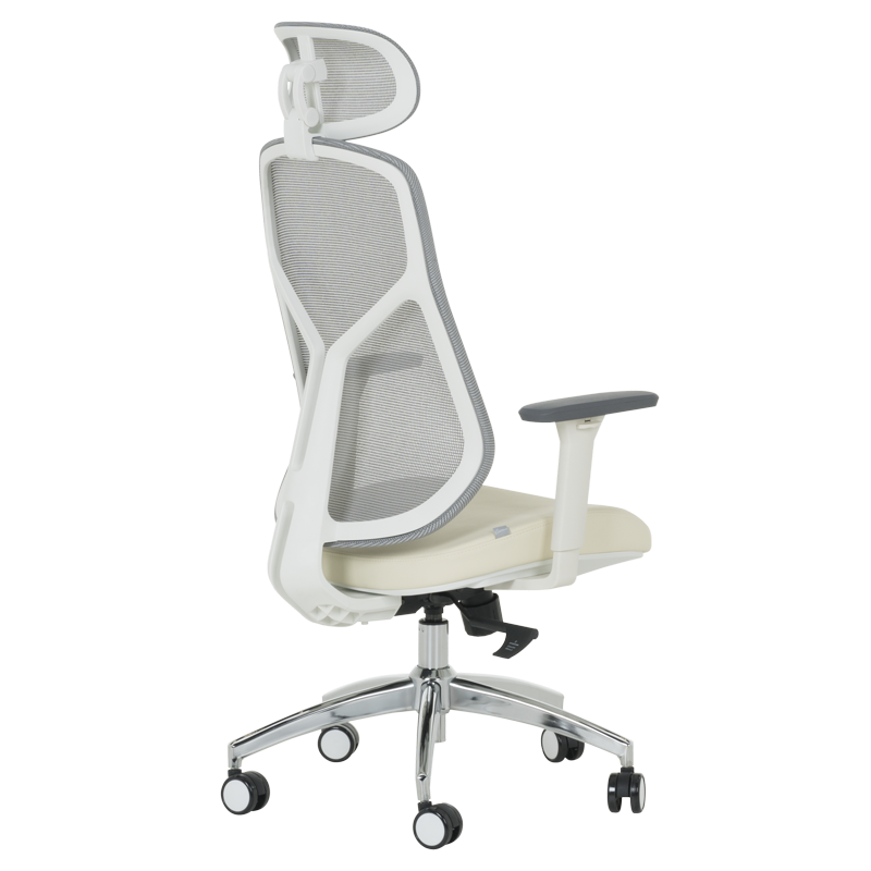 Ергономичен стол Carmen 7901 W еко кожа - сив-шампанско