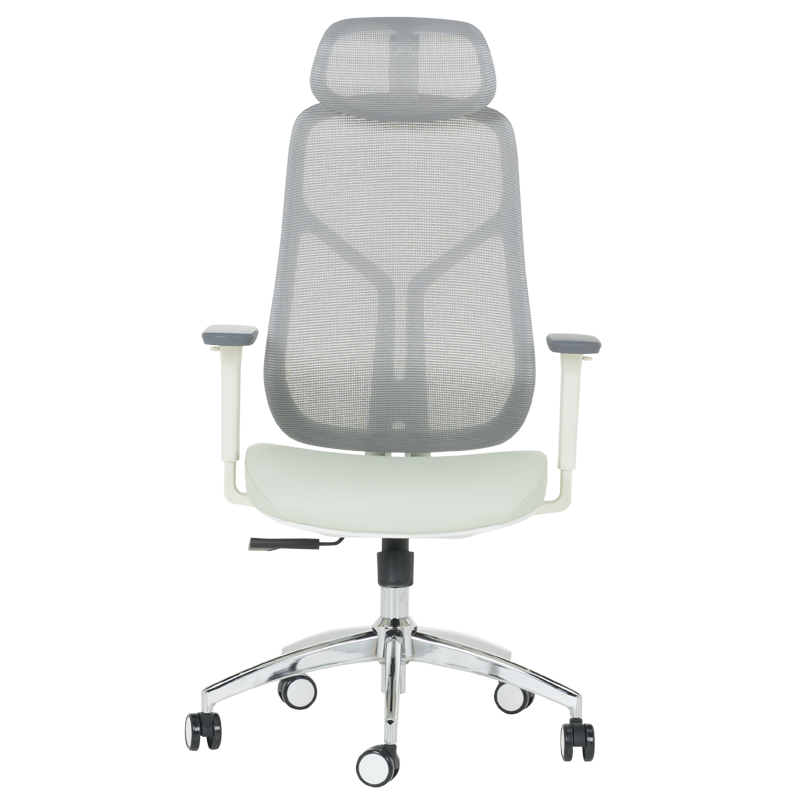 Ергономичен стол Carmen 7901 W еко кожа - сив-светлозелен