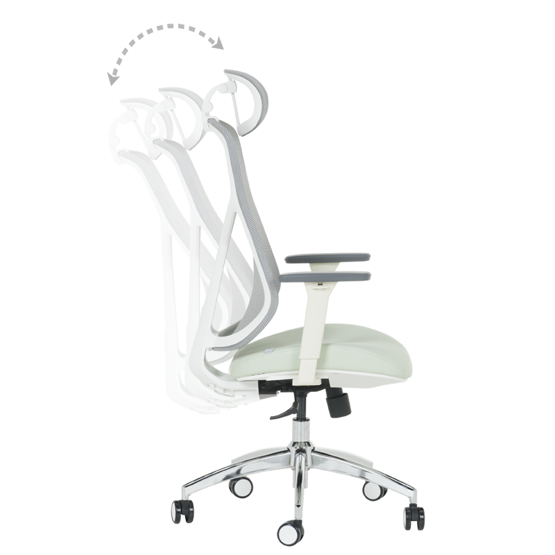 Ергономичен стол Carmen 7901 W еко кожа - сив-светлозелен