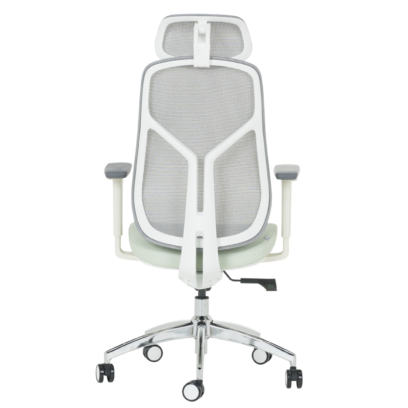 Ергономичен стол Carmen 7901 W еко кожа - сив-светлозелен