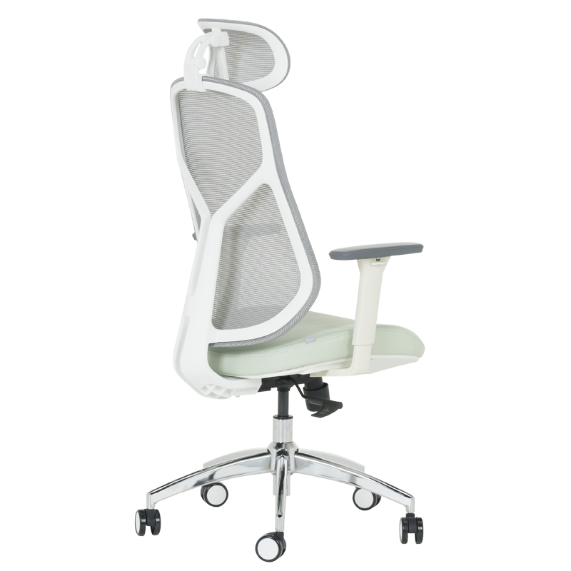 Ергономичен стол Carmen 7901 W еко кожа - сив-светлозелен