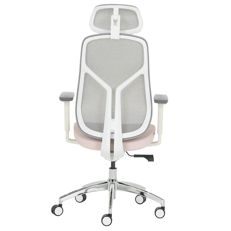 Ергономичен стол Carmen 7901 W еко кожа - сив-розов