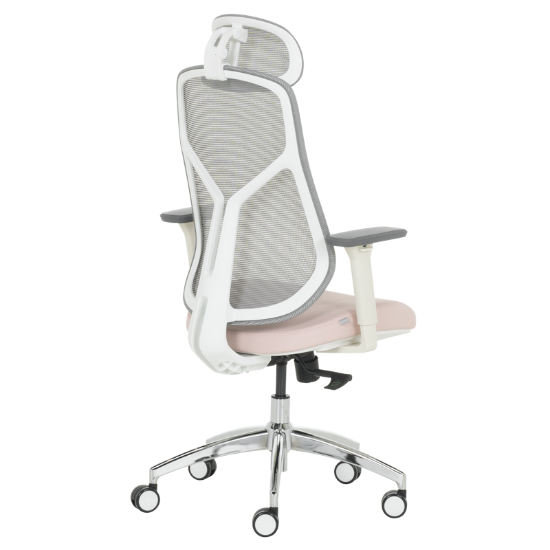 Ергономичен стол Carmen 7901 W еко кожа - сив-розов