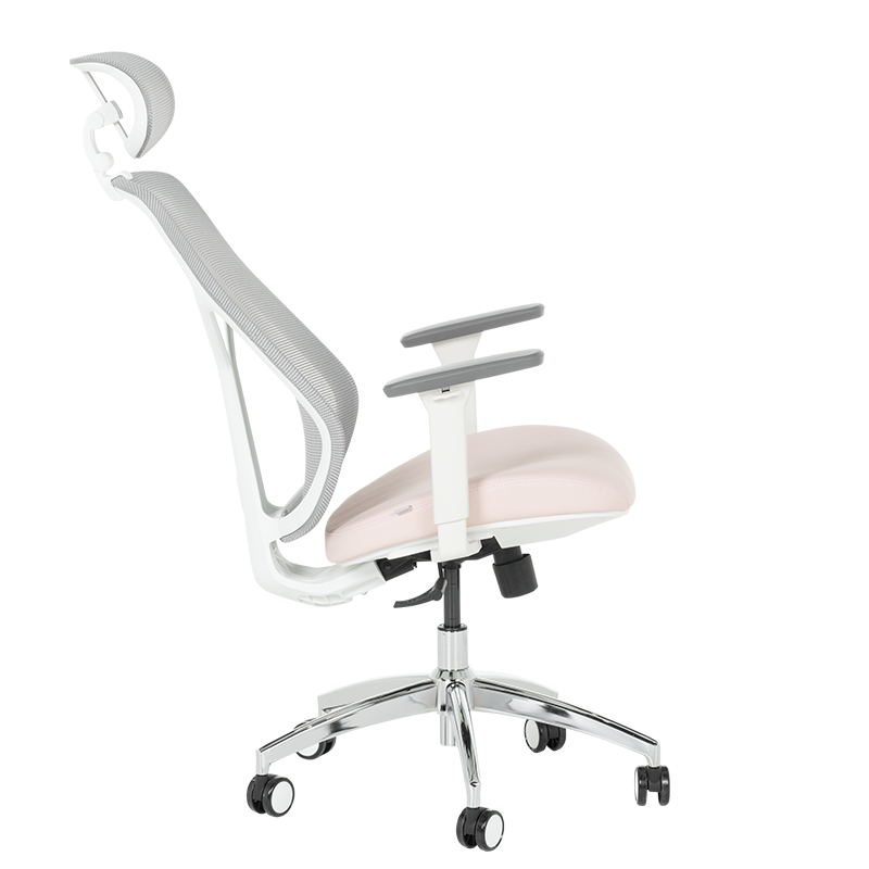 Ергономичен стол Carmen 7901 W еко кожа - сив-розов