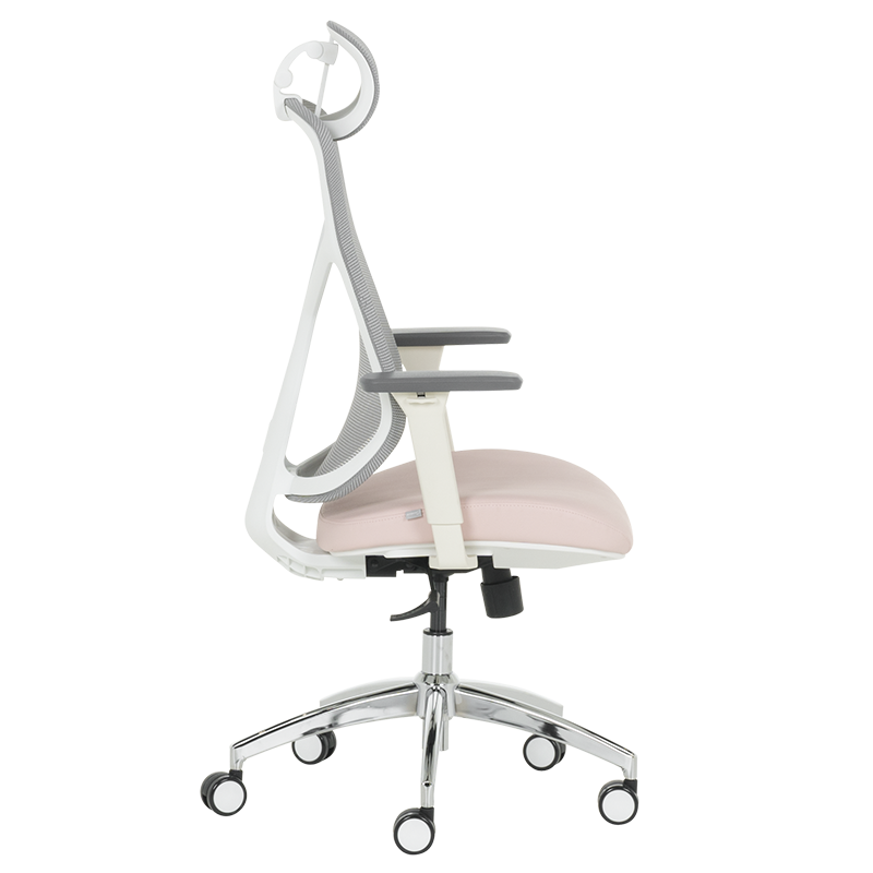 Ергономичен стол Carmen 7901 W еко кожа - сив-розов