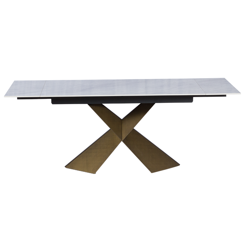 Разтегателна трапезна маса DABKI - бяло - злато