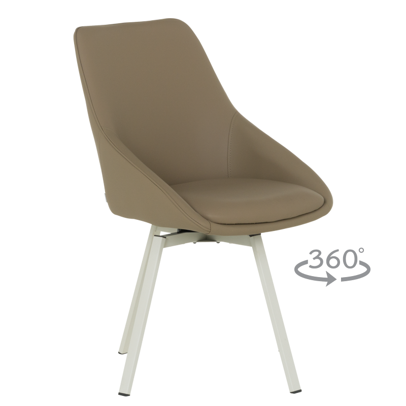 Трапезен стол WIGAN 1 силиконова кожа - кафяв 46