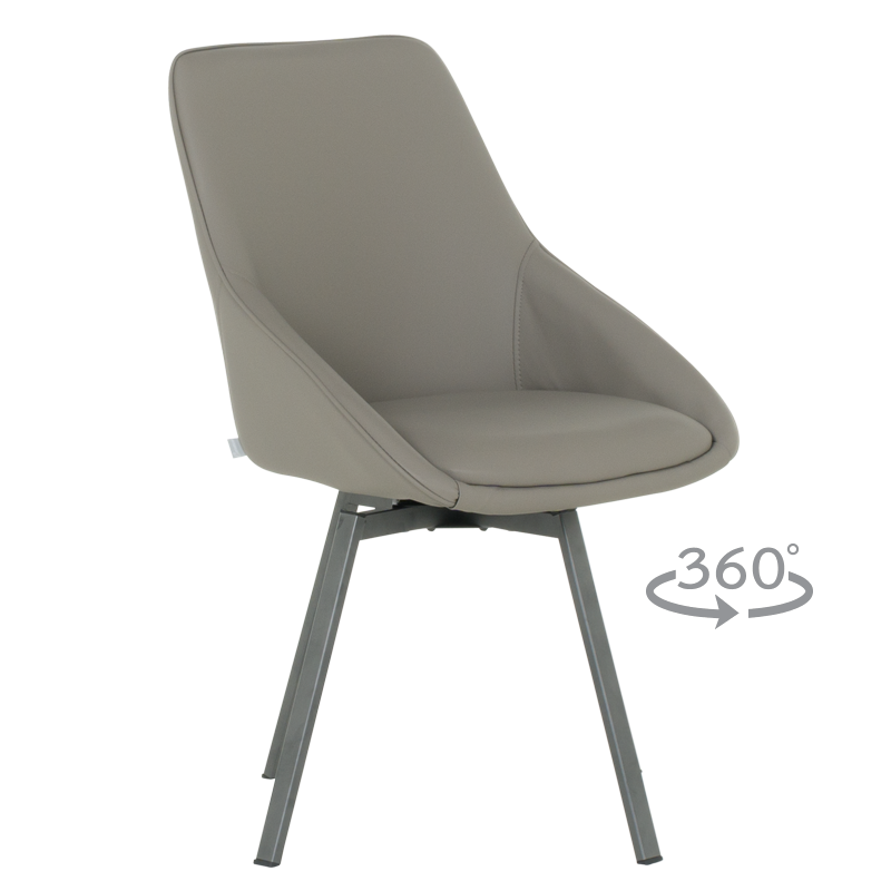 Трапезен стол WIGAN 2 силиконова кожа - сив 43