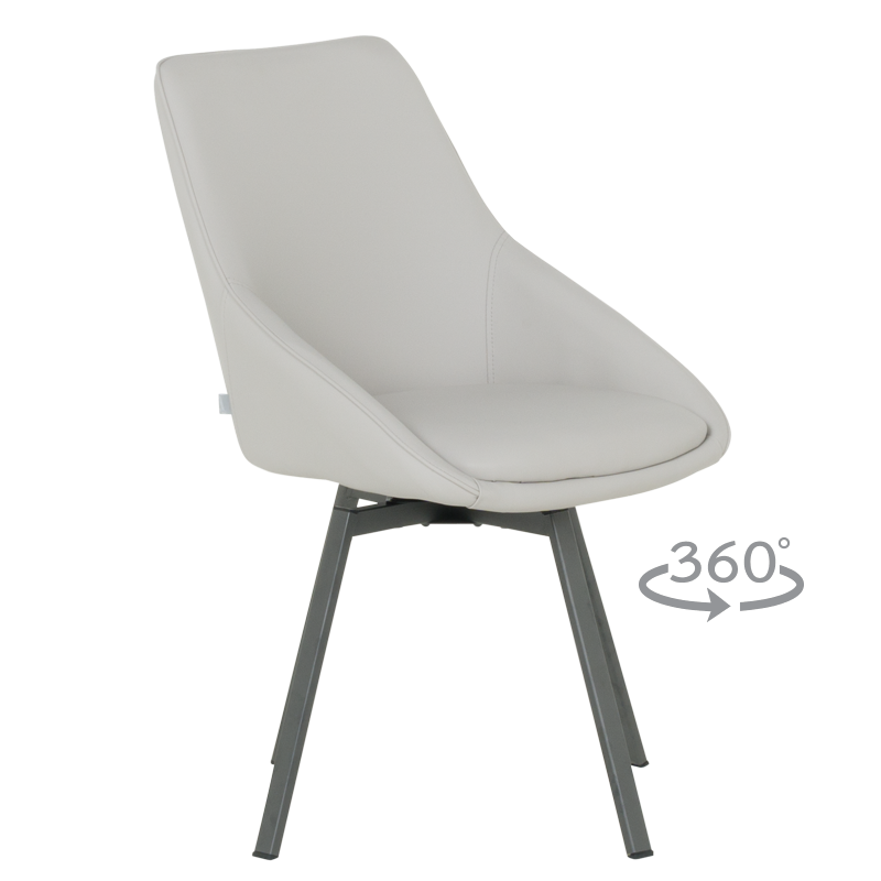 Трапезен стол WIGAN 2 силиконова кожа - светлосив 65