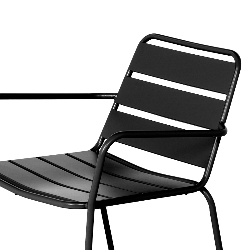 Метален градински стол SAKI - черен