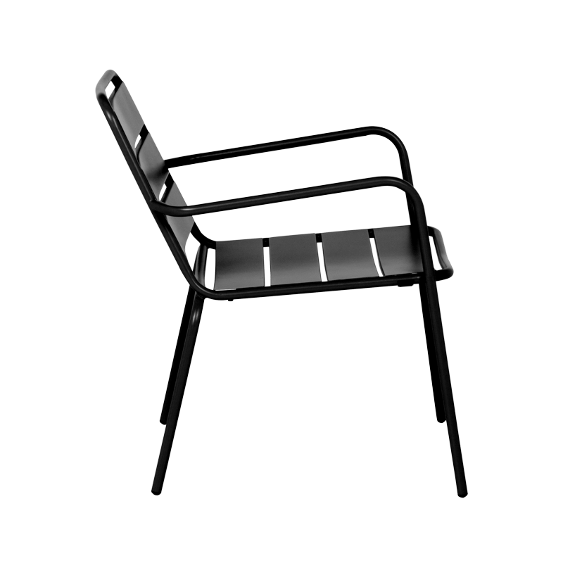 Метален градински стол SAKI - черен