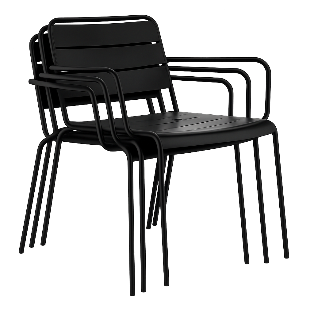 Метален градински стол SAKI - черен