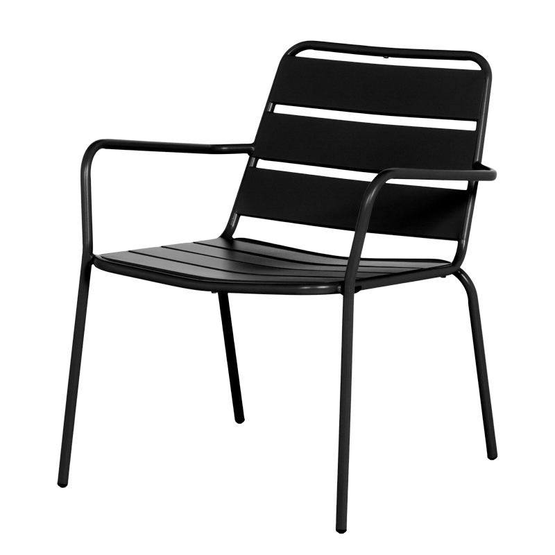 Метален градински стол SAKI - черен