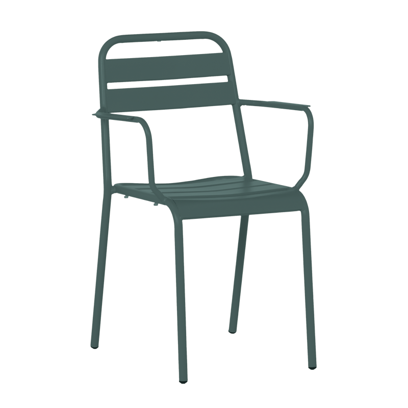 Метален градински стол ZAMFARA - тъмнозелен