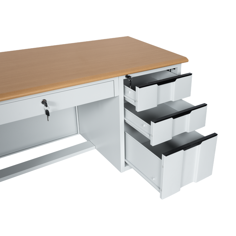 Метално бюро Carmen CR-1310 K - сиво / бук