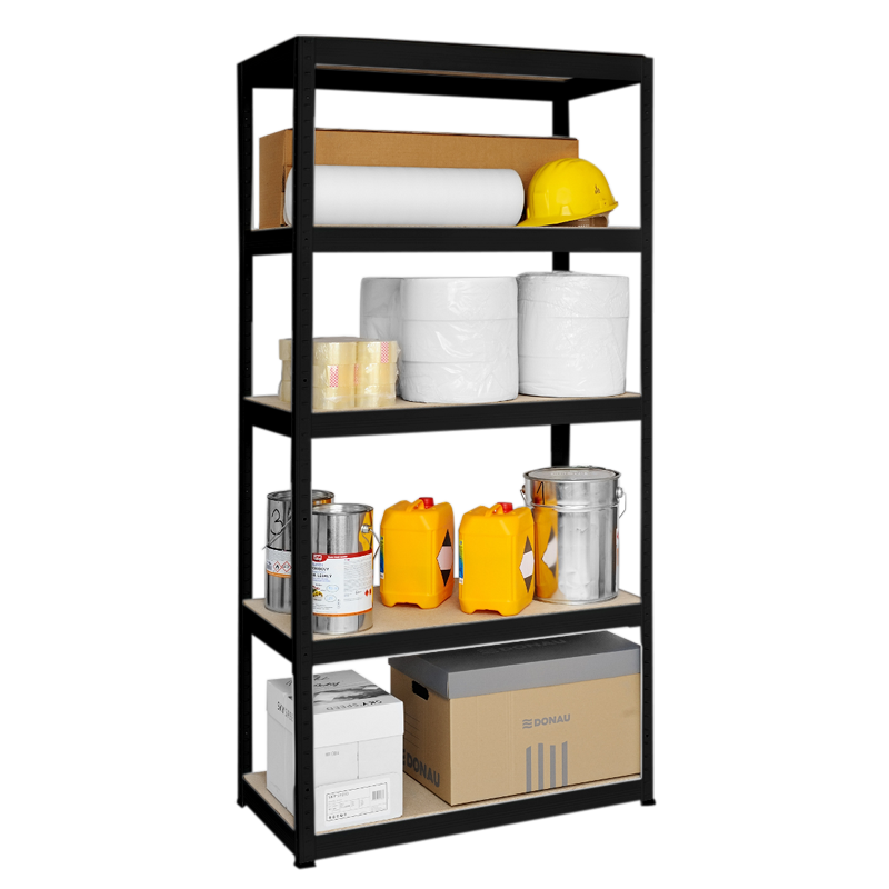 Метален стелаж STAR 180x90x40 см, до 350 кг на рафт - черен