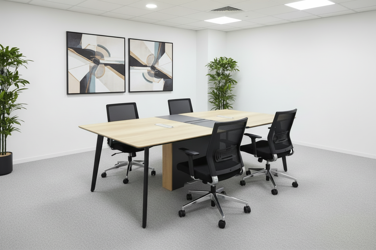 Професионална конферентна маса Denith тъмно сиво-натурално, 240x120x75см