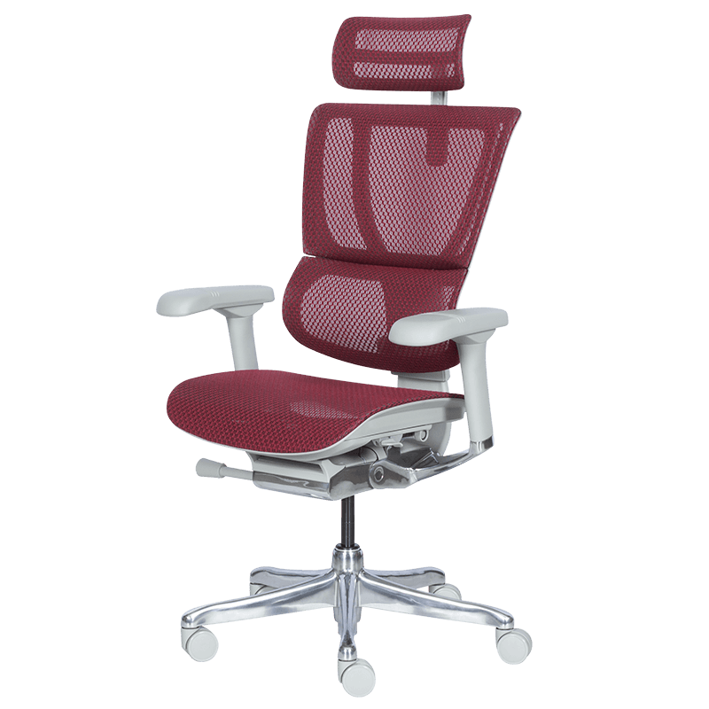 Ергономичен стол ERGOHUMAN IOO ELITE 2 - сива рамка - червен