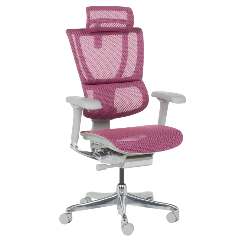 Ергономичен стол ERGOHUMAN IOO ELITE 2 - сива рамка - розов