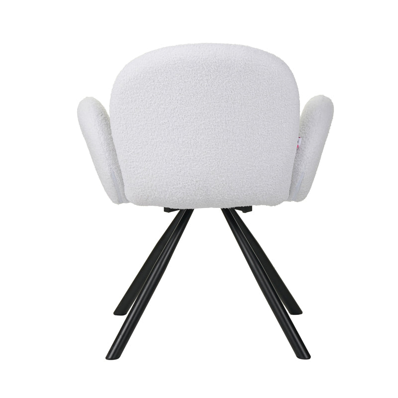 Фотьойл Garzele бяло плюшено плат-крака черен метал 68x66x82.5cm