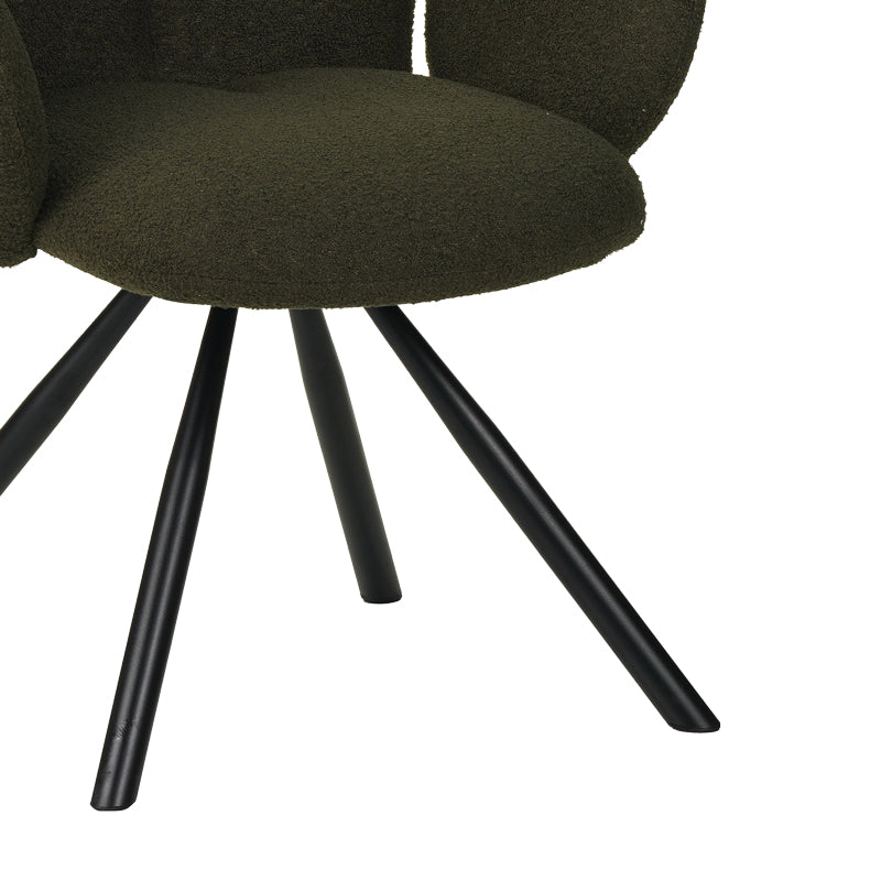 Фотьойл Garzele зелено плюшено плат-крака черен метал 68x66x82.5cm