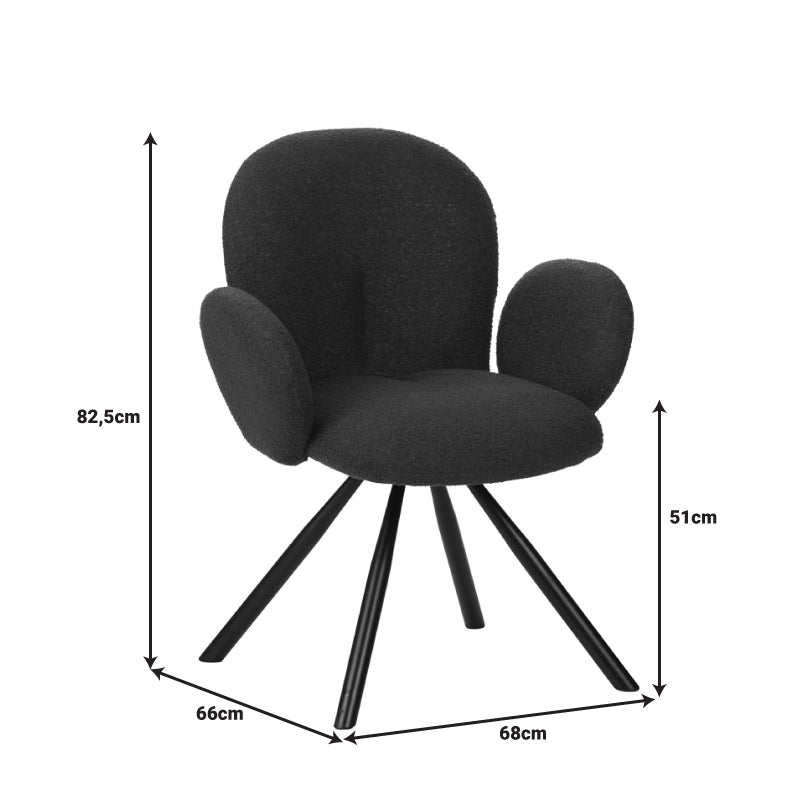 Фотьойл Garzele зелено плюшено плат-крака черен метал 68x66x82.5cm