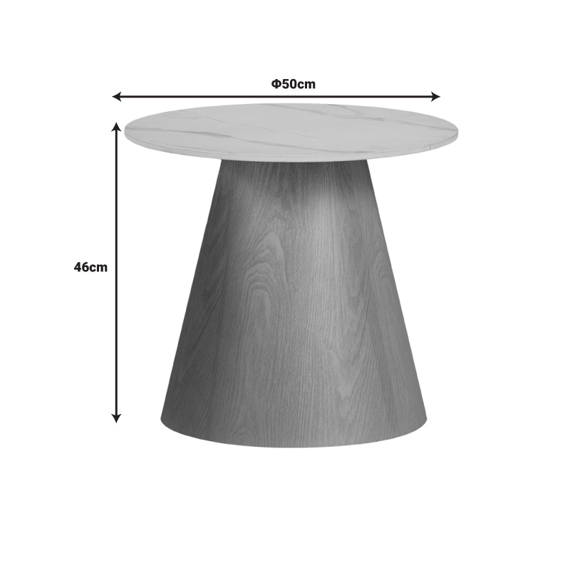 Странична маса Soleire бял мрамор синтерован камък/метал d50x47.5cm